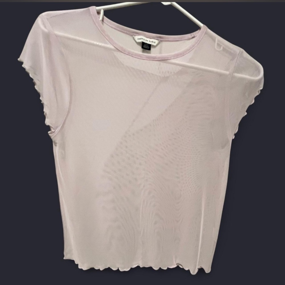 American Eagle light pink sheer mesh top  Size L